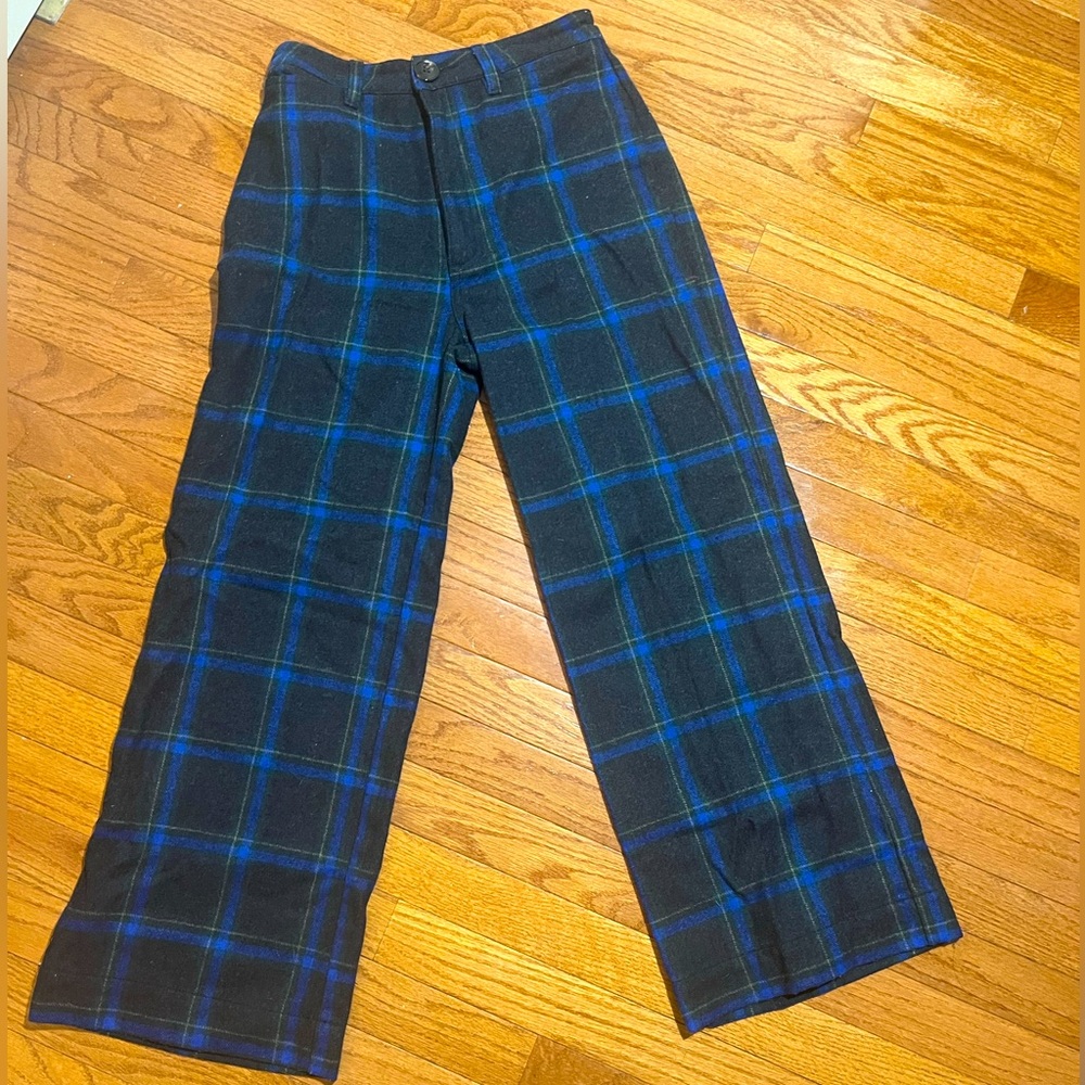 Rolla’s Plaid Wool Trousers in Blue